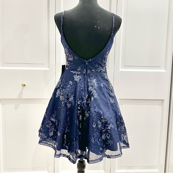 NWT City Vibe Lace-Sequin-Embroidered Mesh Overlay Fit-And-Flare Party Dress - Picture 8 of 15